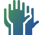 Hands raised in unity design