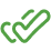 Green checkmark logo on black background